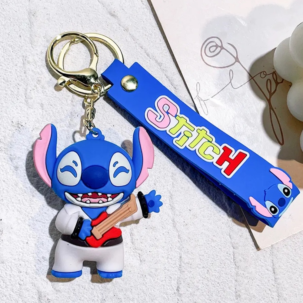 Disneys Stitch Elvis 3D Silicone Keychain NEW